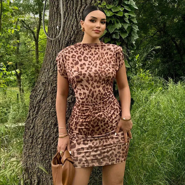 Leopard Bodycon Mini Dress - Vedlit