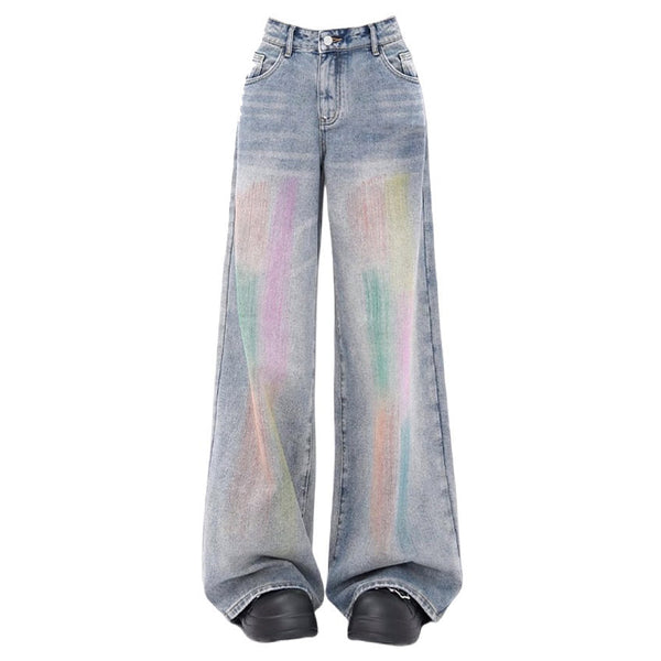 Vintage Style Brush Strokes Jeans - Vedlit
