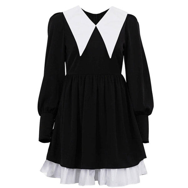 Like a Doll Black Collar Dress - Vedlit