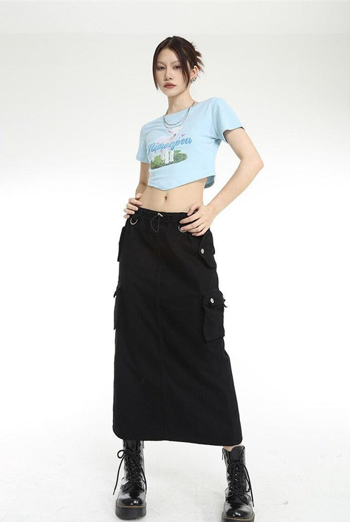 Low Rise Parachute Maxi Skirt - Vedlit