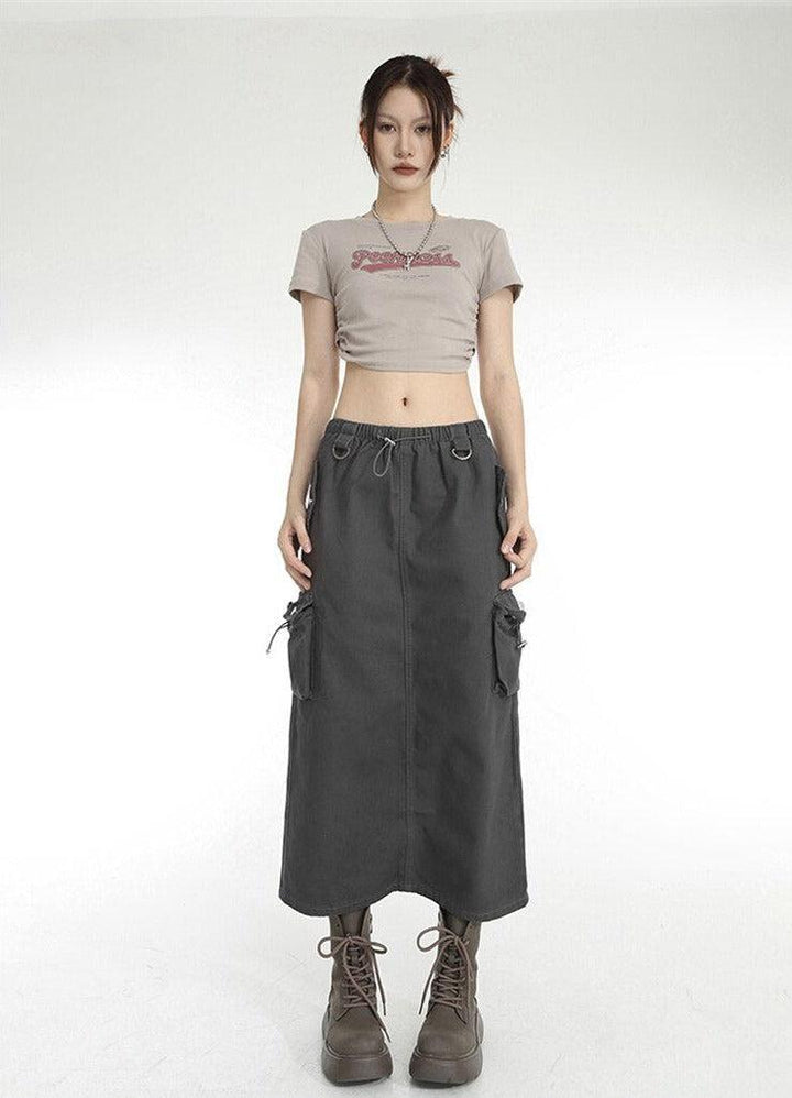 Low Rise Parachute Maxi Skirt - Vedlit