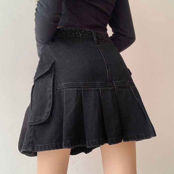 Meet Me On Campus Denim Skirt - Vedlit