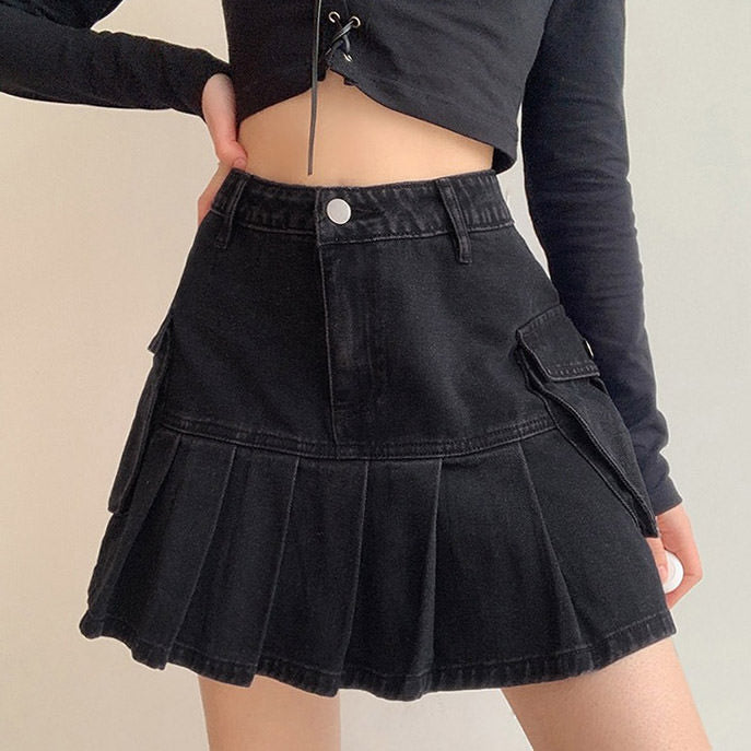 Meet Me On Campus Denim Skirt - Vedlit