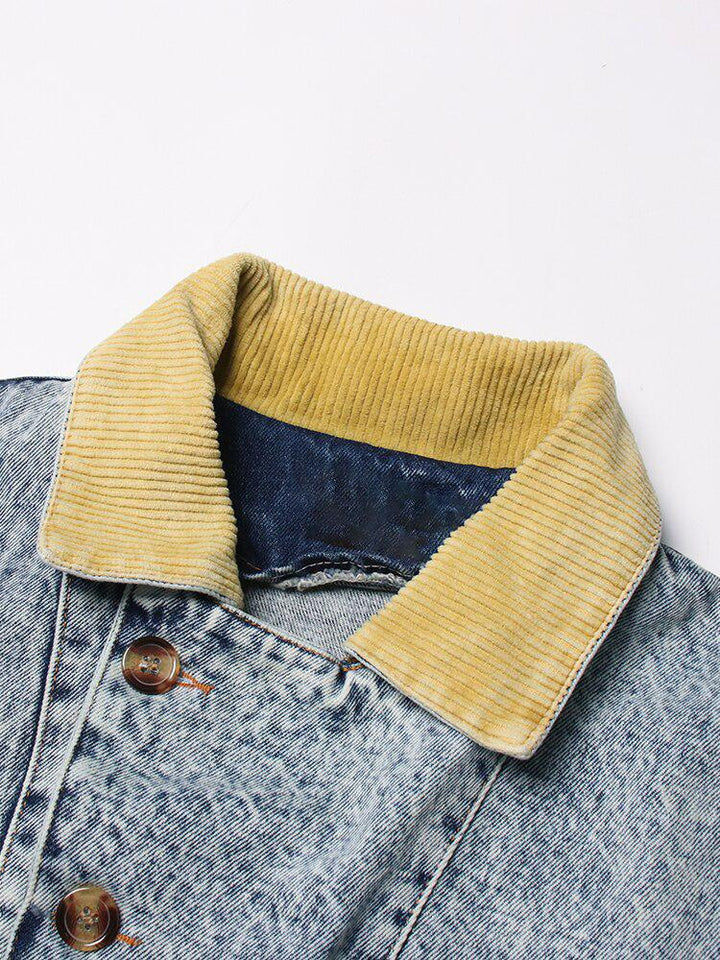 Mid Wash Patchwork Denim Jacket - Vedlit