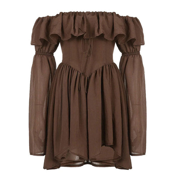 Mocha Brown Mini Dress - Vedlit