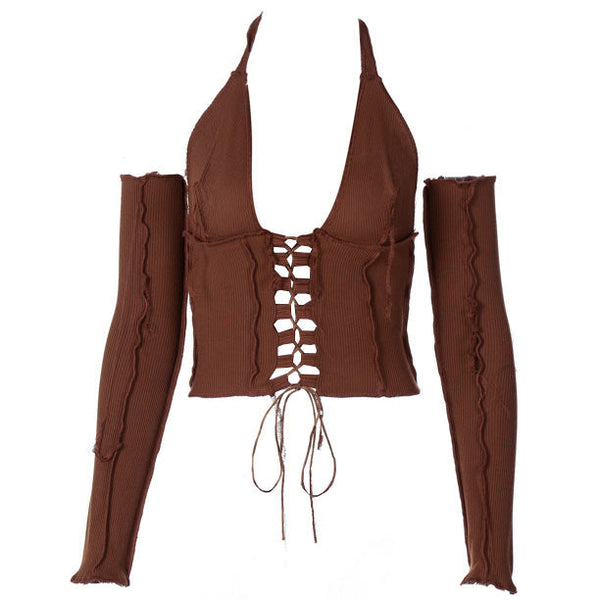 Nothing To Hide Lace Up Top - Vedlit