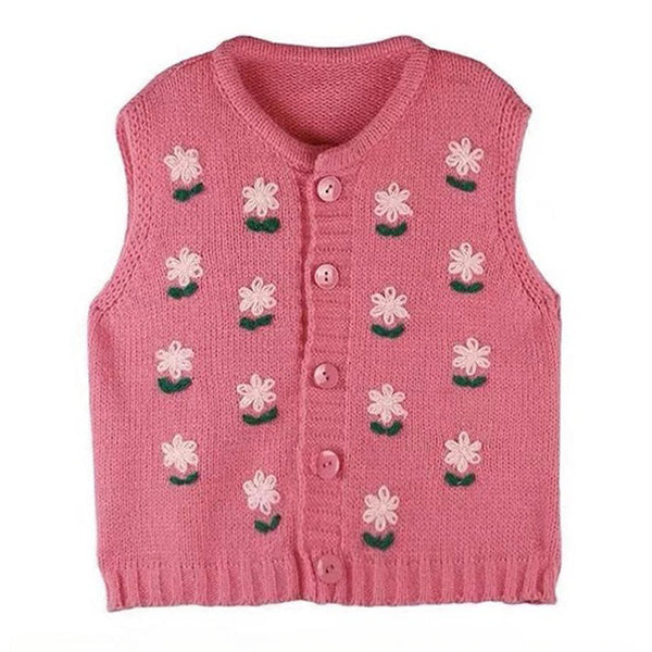 Cottagecore Floral Embroidered Knit Vest - Vedlit