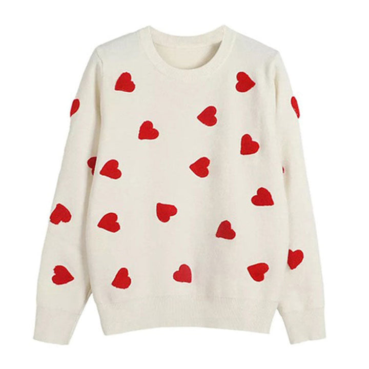 Vintage Red Hearts Sweater - Vedlit