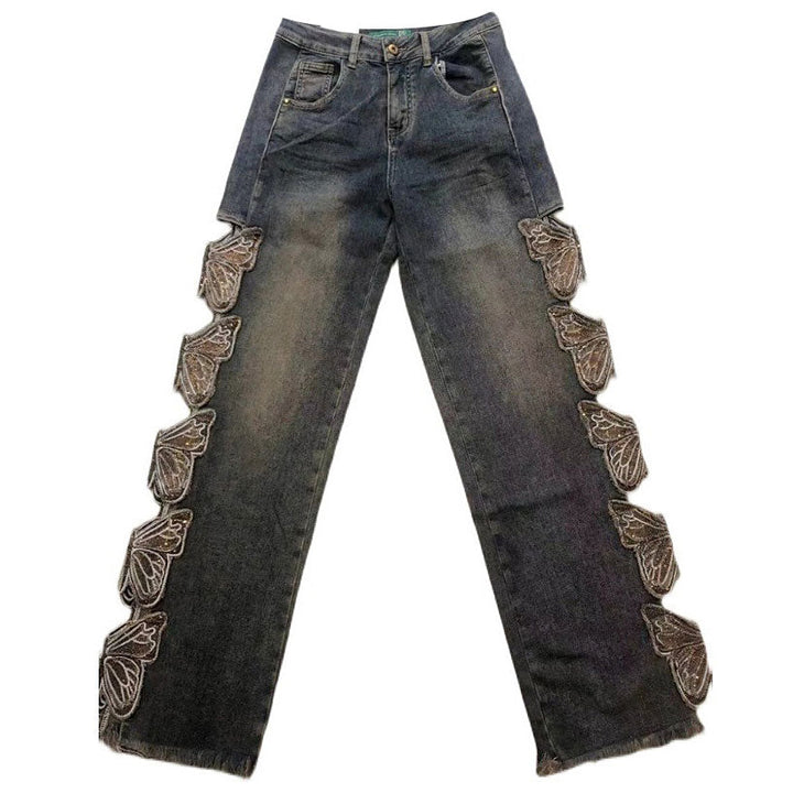 Grunge Aesthetic Butterfly Cut Out Jeans - Vedlit