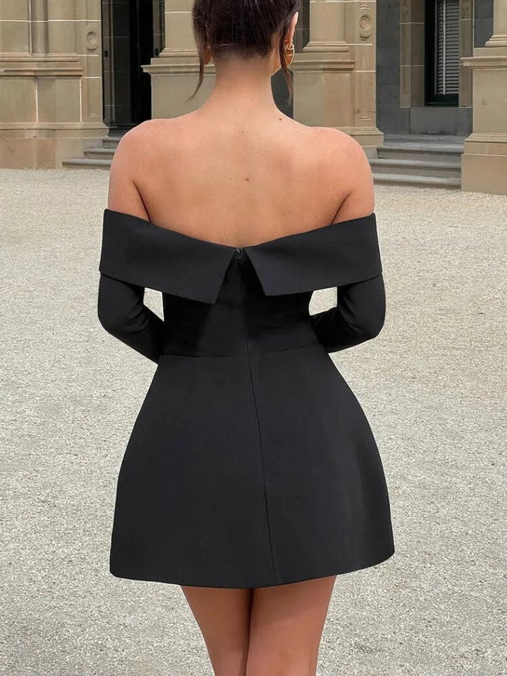 Off Shoulder A-Line Mini Dress - Vedlit