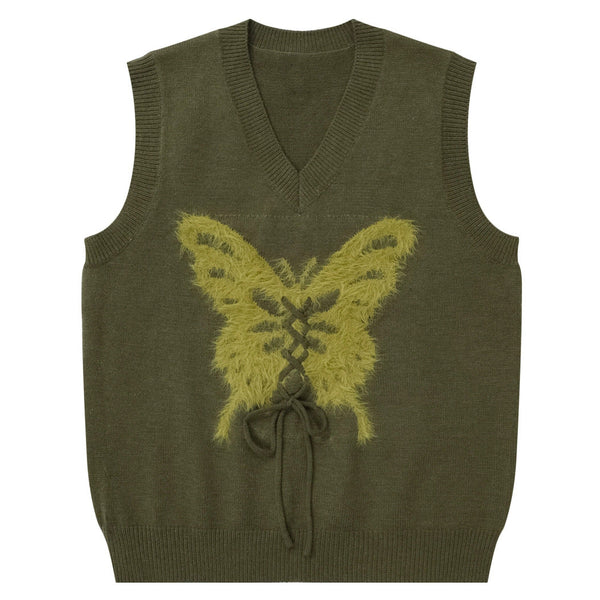 Butterfly Knit Vest in Green - Vedlit