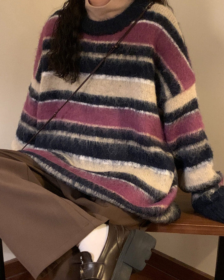 Blueberry & Cream Striped Sweater - Vedlit