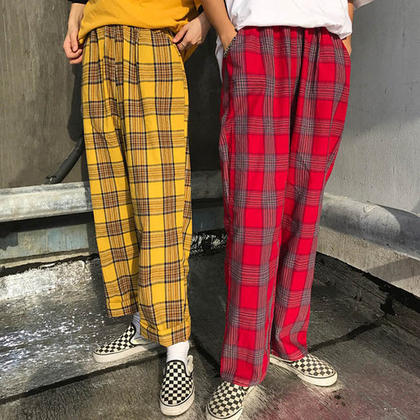 90s Kids Pants in Plaid Check - Vedlit