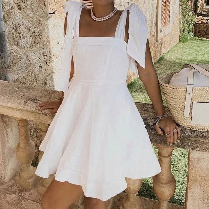 Parisian Aesthetic Bow Tie Dress - Vedlit