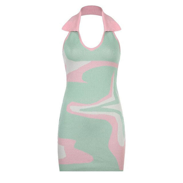 Pastel Candy Halter Dress - Vedlit