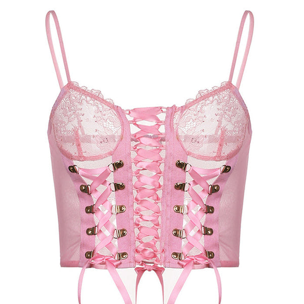 Pink Lace Mesh Top - Vedlit