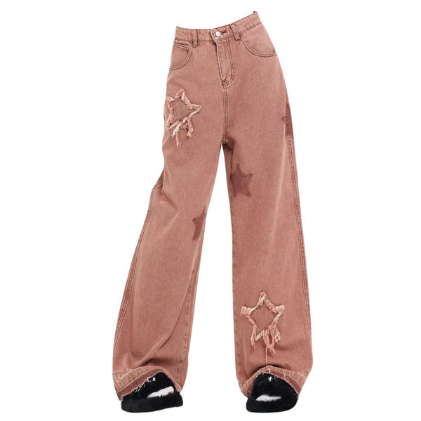 Star Aesthetic Pink Jeans - Vedlit
