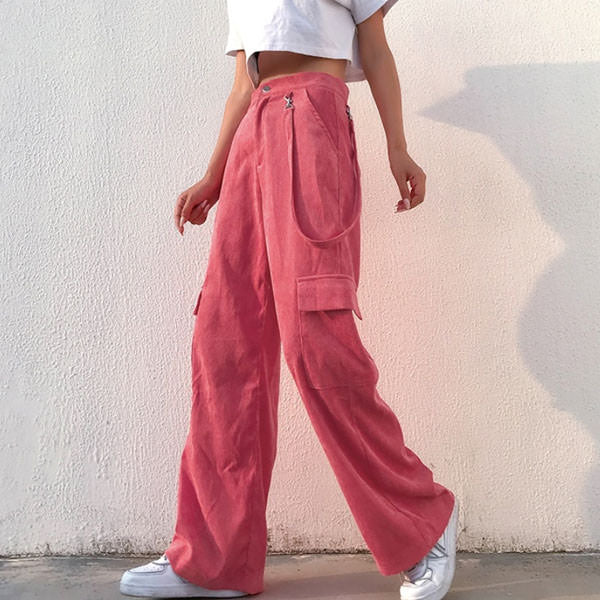Pink Cord Cargo Pants - Vedlit