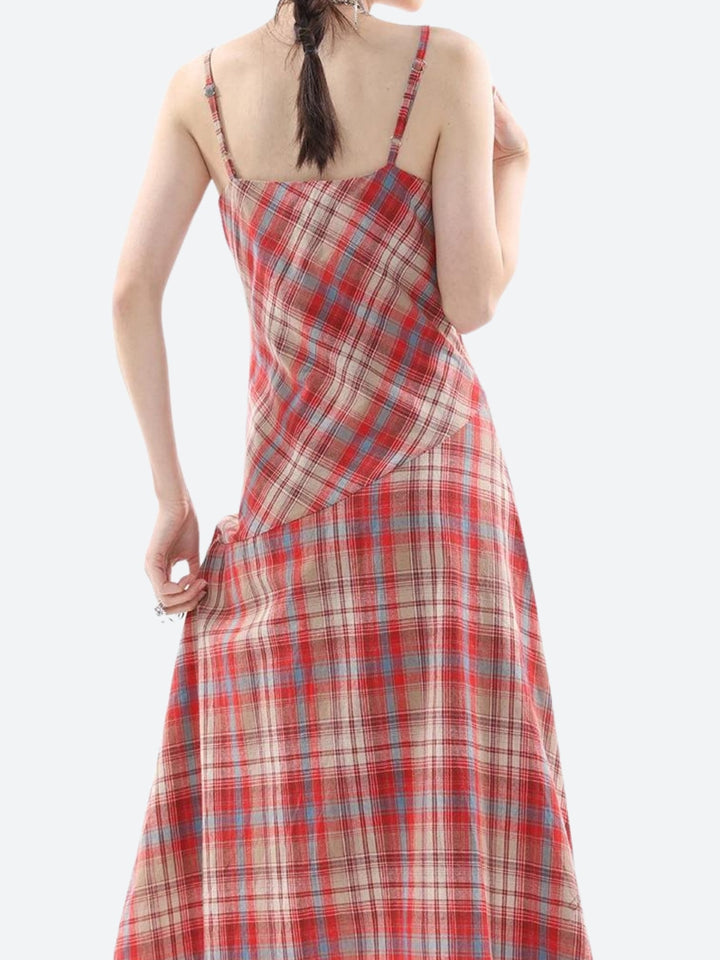 Plaid Lace Midi Dress - Vedlit