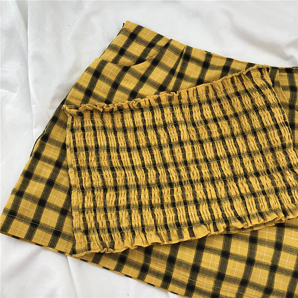 Plaid Top & Skirt Set - Vedlit