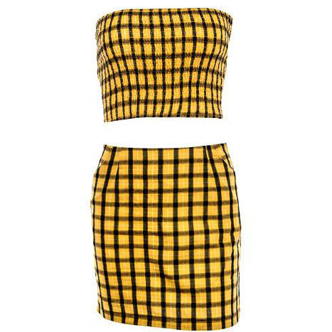 Plaid Top & Skirt Set - Vedlit