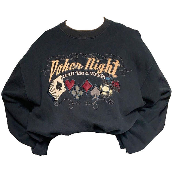 Poker Night Embroidered Sweatshirt - Vedlit