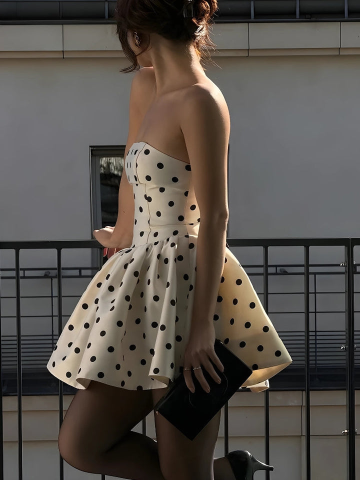 Polka Dot Preppy Mini Dress - Vedlit