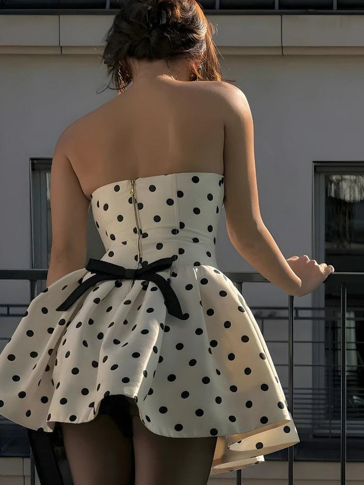 Polka Dot Preppy Mini Dress - Vedlit