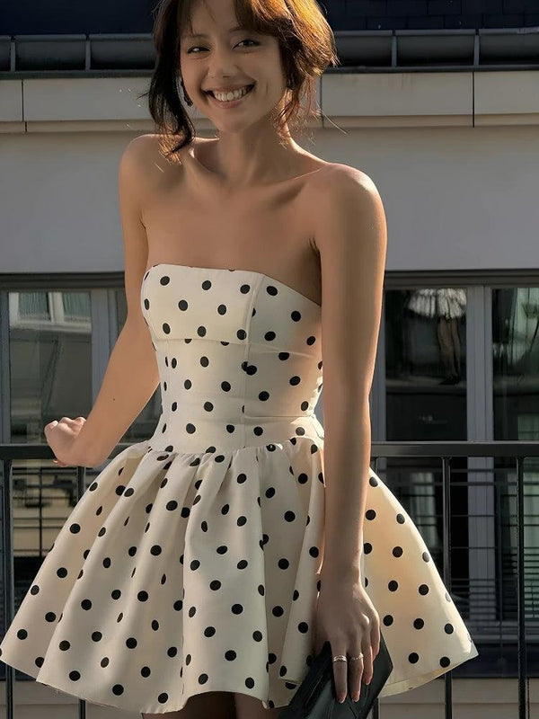 Polka Dot Preppy Mini Dress - Vedlit