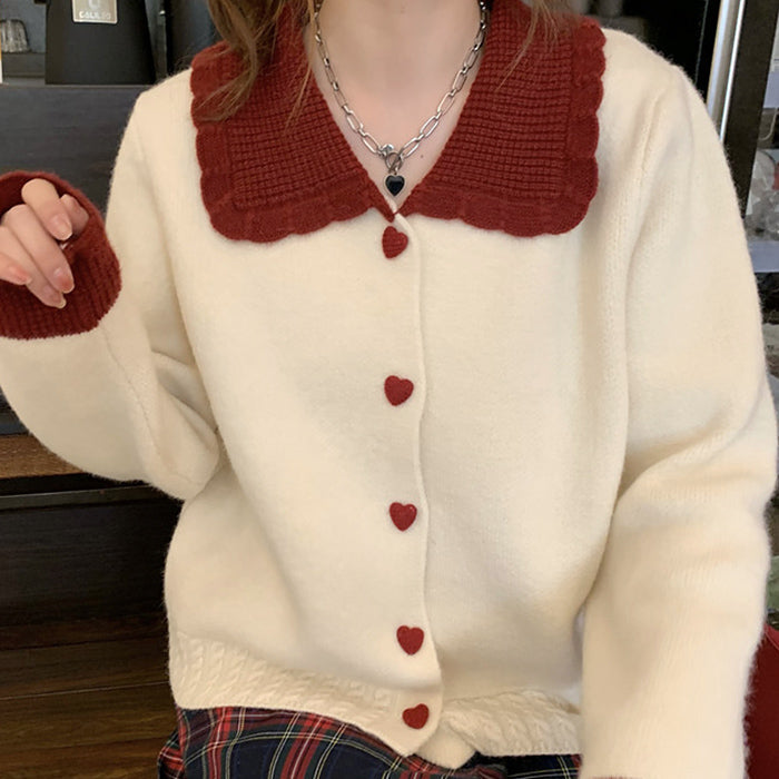 Preppy Collar Knit Cardigan - Vedlit