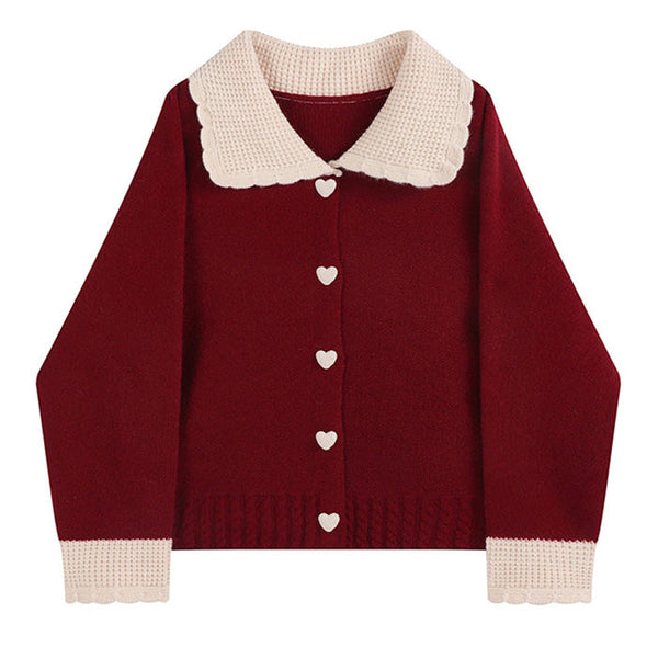 Preppy Collar Knit Cardigan - Vedlit