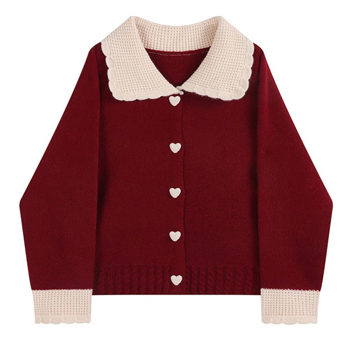 Preppy Collar Knit Cardigan - Vedlit