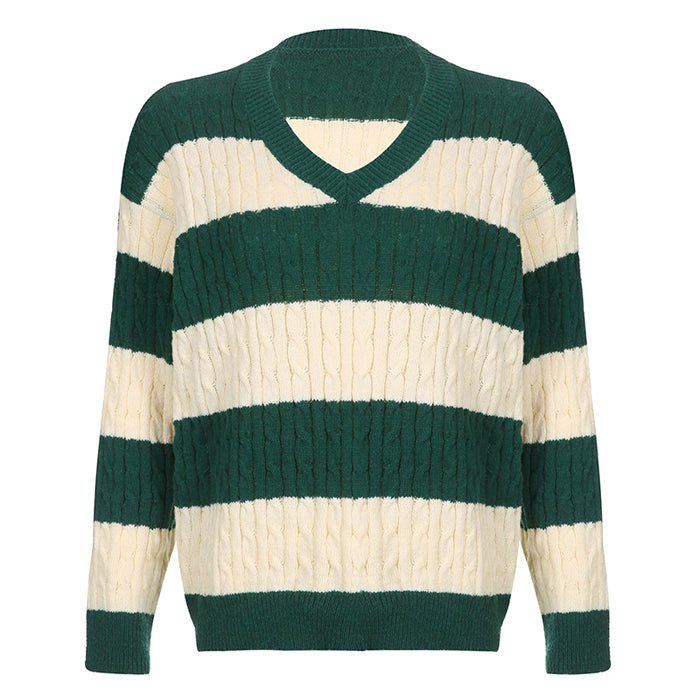Preppy Girl Striped Jumper - Vedlit