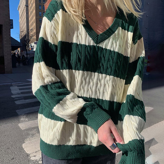 Preppy Girl Striped Jumper - Vedlit