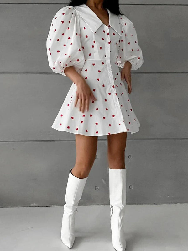 Puff Sleeve Mini Dress - Vedlit