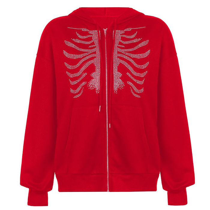 Rhinestone Skeleton Hoodie - Vedlit