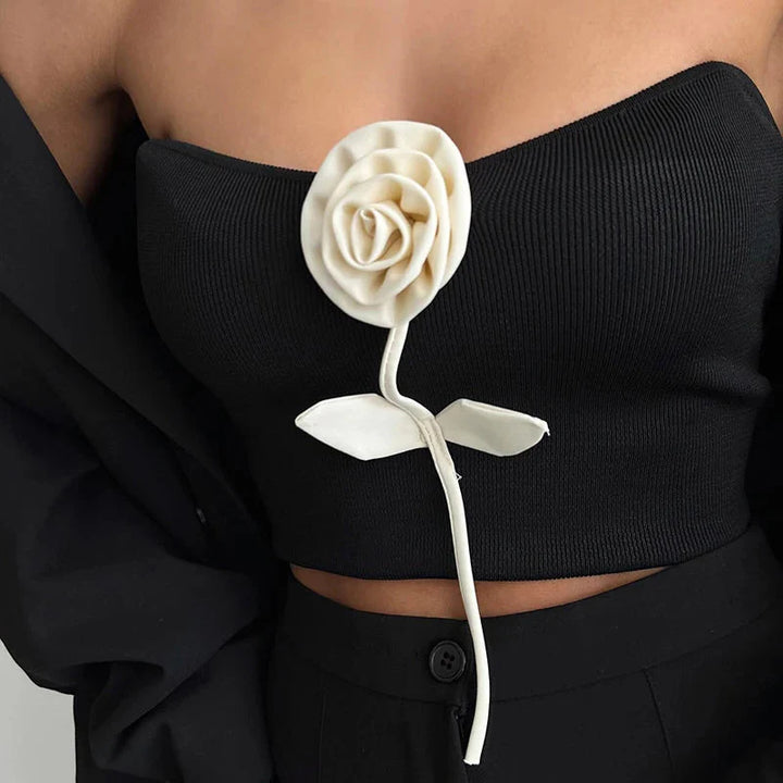 Rose Detail Strapless Top - Vedlit