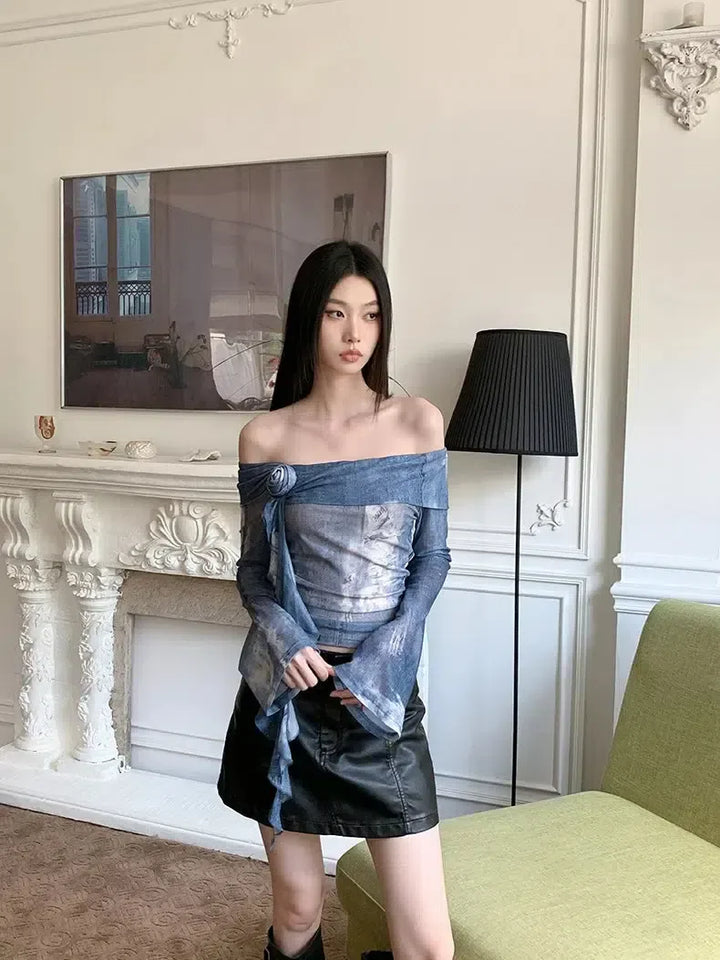 Rose Ruffled Off Shoulder Top - Vedlit