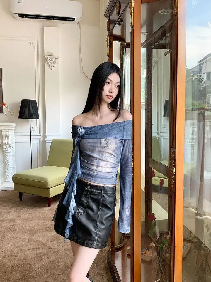 Rose Ruffled Off Shoulder Top - Vedlit