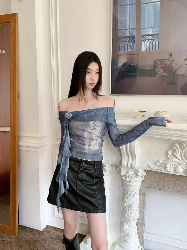 Rose Ruffled Off Shoulder Top - Vedlit