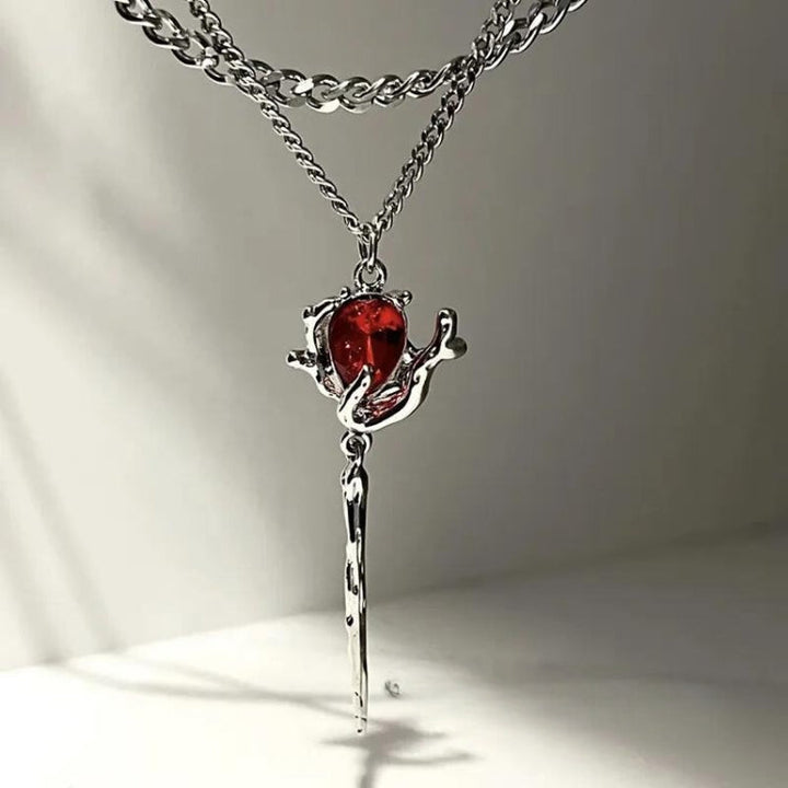 Rose Shaped Stoned Necklace - Vedlit