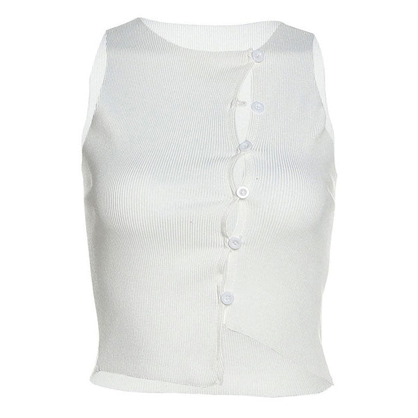 Portrait Mode Button Ribbed Top - Vedlit