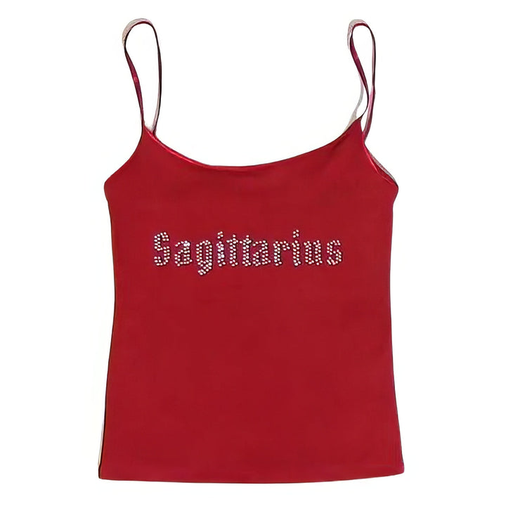 Sagittarius Zodiac Sign Y2K Rhinestone Top - Vedlit