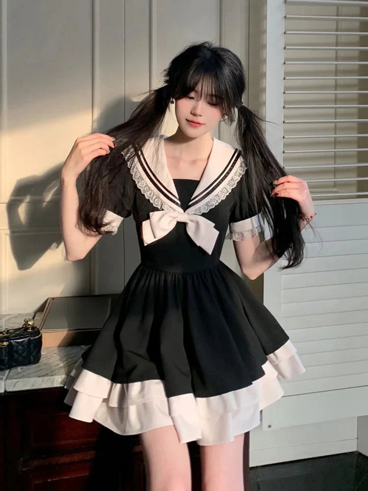 Sailor Collar Mini Dress - Vedlit