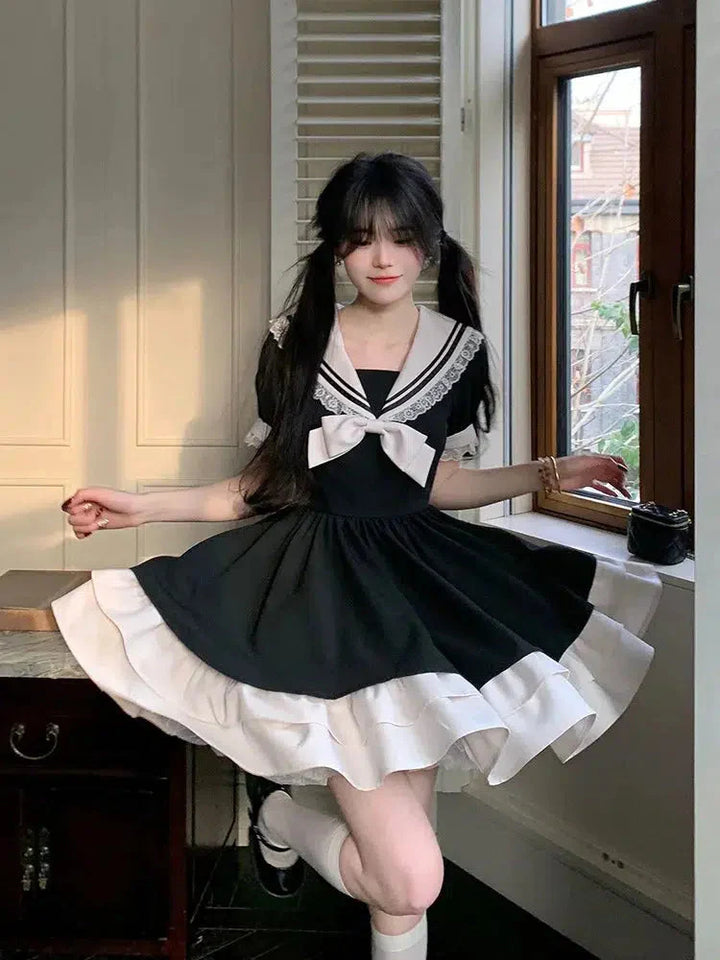Sailor Collar Mini Dress - Vedlit