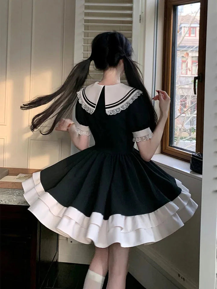 Sailor Collar Mini Dress - Vedlit