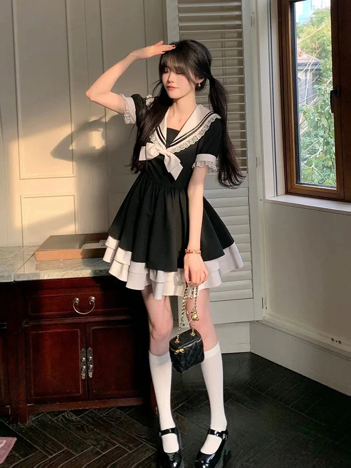 Sailor Collar Mini Dress - Vedlit