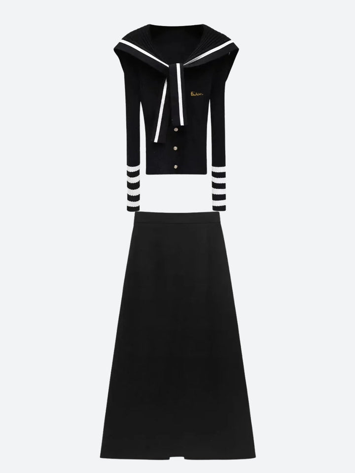 Sailor Top & Maxi Skirt Two Piece Set - Vedlit