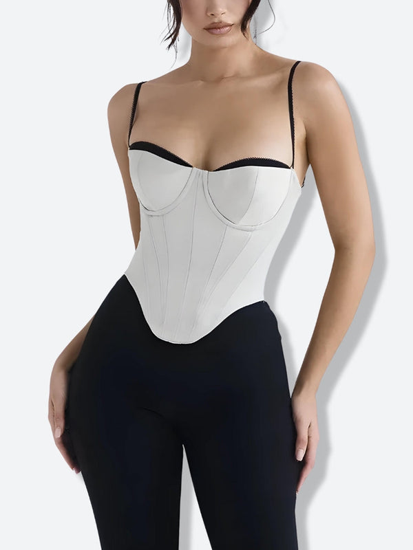 Satin Zip-Up Layered Corset Top - Vedlit