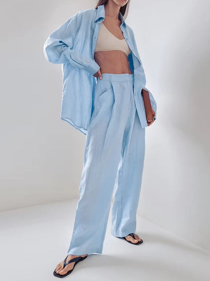 Shirt & Pants Blue Two Piece Set - Vedlit